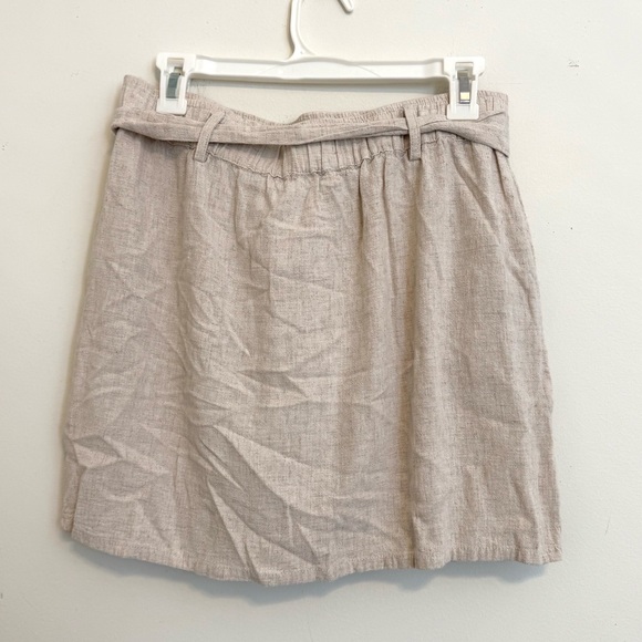 2/$30 Umgee Linen Blend Tie Waist Button Front Skirt w/ Pockets Size L - Picture 5 of 7